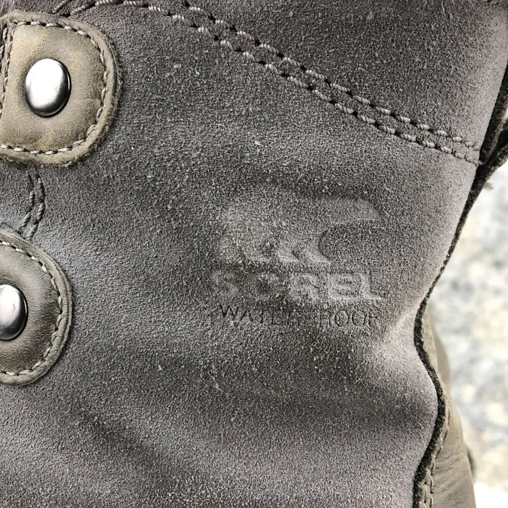 Sorel Women's Size 8 Explorer Joan Quarry Grey Waterproof Leather Suede Boots